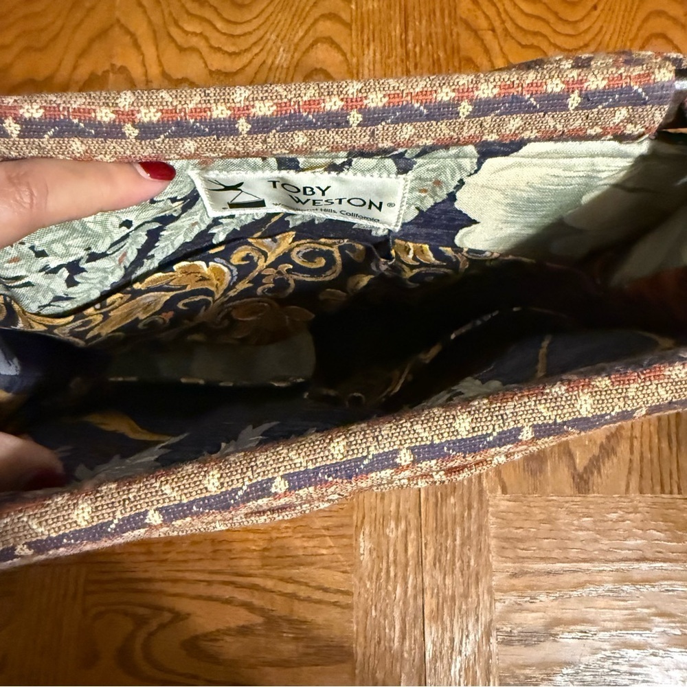 Vintage Toby Weston Woodland Hills Textile Tapestry Multi-Color Purse Bag Tote - Picture 6 of 14